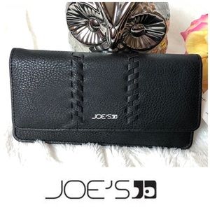 Joe's Jeans Pebbled Leather Folded Black Wallet